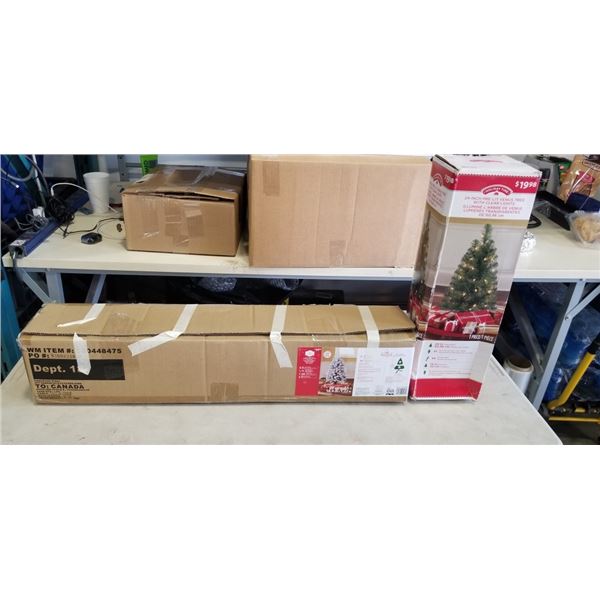 24 INCH MINI CHRISTMASS TREE AND 4FT FLOCKED TREE