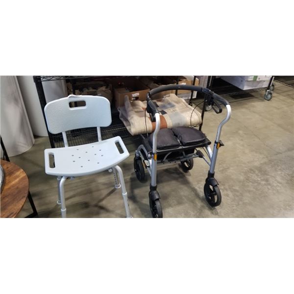 EVOLUTION FOLDING WALKER AND BATH ASSIST CHAIR