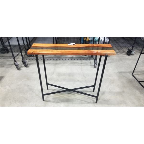 ACRYLLIC AND WOOD RIVER TABLE 36 X 10 INCH AND 31 INCH TALL