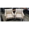 Image 1 : PAIR OF STRIPED  UPHOLSTERED ACCENT ARMCHAIRS