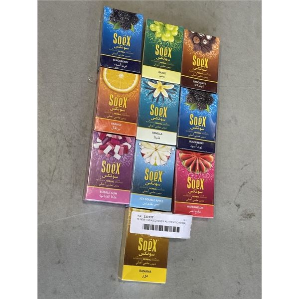 10 NEW / SEALED SOEX AUTHENTIC HERBAL HOOKAH FLAVOURS - DOES NOT CONTAIN TABACCO, 2023 EXPIRY
