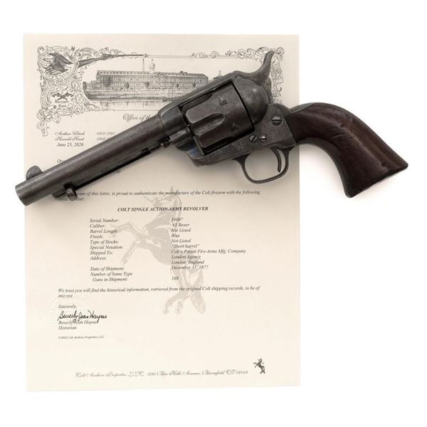 Antique London Agency Shipped Colt Single Action Army Revolver with Factory Letter