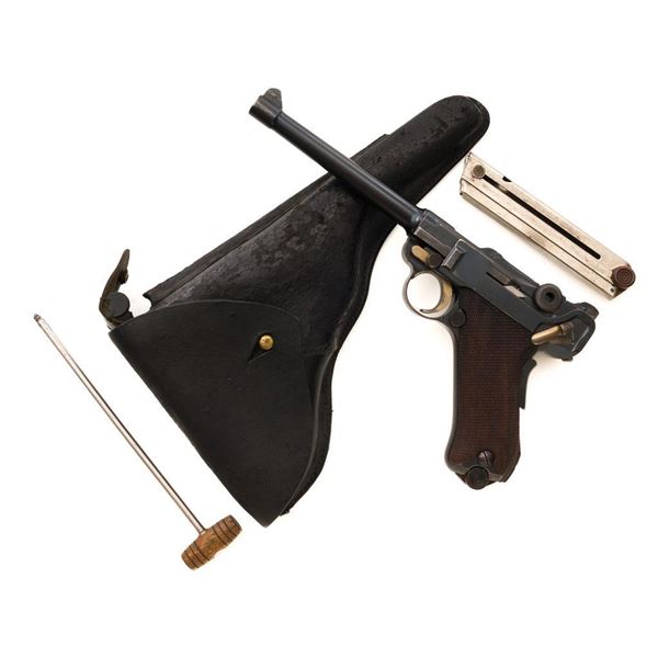 DWM Model 1906 Navy 1st Issue Rework Luger with Holster, Two Magazines, Unit Marked