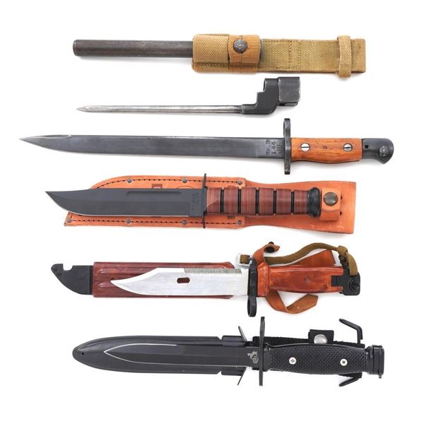Lot of Five (5) Bayonets and Knives