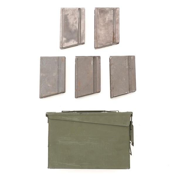 Lot of Five (5) Browning Automatic Rifle (BAR) Magazines with Ammo Can
