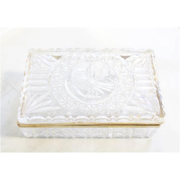 VINTAGE DIAMOND CUT CRYSTAL JEWELRY BOX