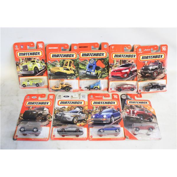 MATCHBOX DIE-CAST – 9 ASSORTED CARS.