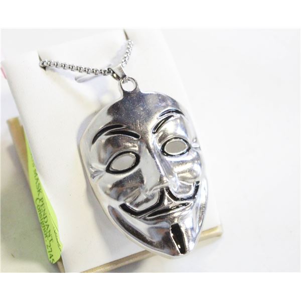 NEW V FOR VENDETTA ANONYMOUS MASK PENDANT