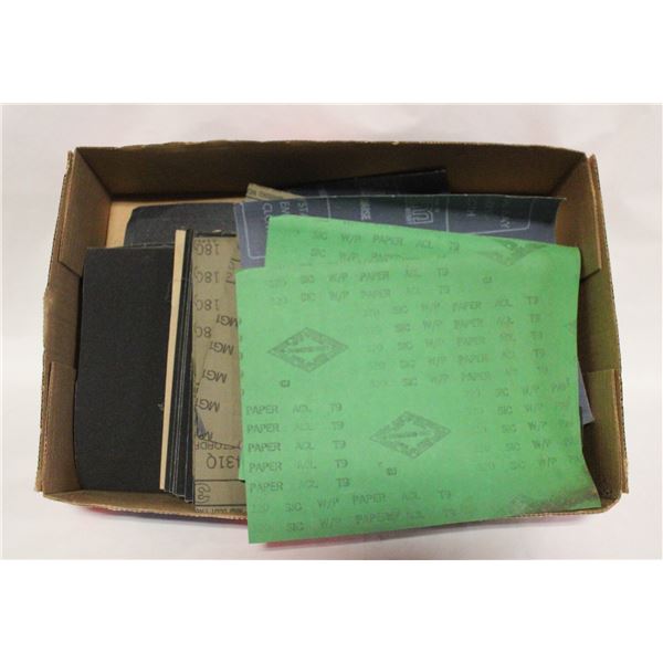 SAND PAPER- VARIOUS SIZE/GRADES- BOX LOT