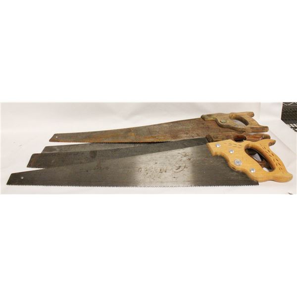 VINTAGE WOOD HANDLED SAWS ASSORTED