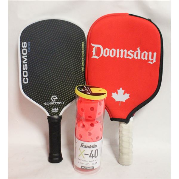 2 PICKLEBALL PADDLES DOOMSDAY AND COSMOS WITH
