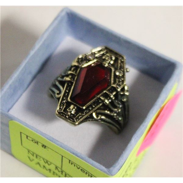 NEW MENS SKULL BAT RING VAMPIRE COFFIN RING SZ10
