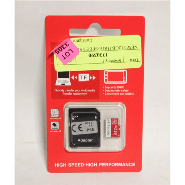 NEW 512GB HIGH-SPEED SD CARD,