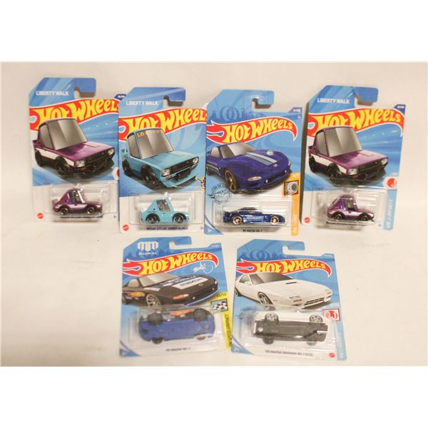 6 SEALED HOTWHEELS ASSORTED (2 ARE THE SAME)