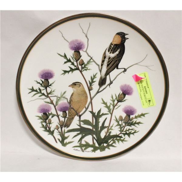 AUDUBON SOCIETY PORCELAIN PLATE- BOBOLINK