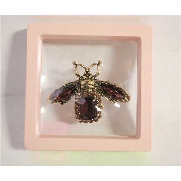 NEW VINTAGE INSPIRED BEE BROOCH PLUM