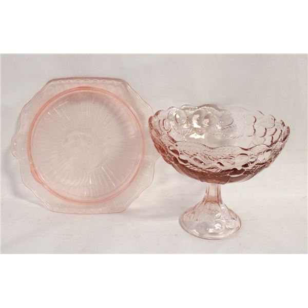 2 VINTAGE PINK DEPRESSION GLASS