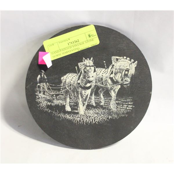 HAND PAINTED VINTAGE STONE HORSE HARVESTING