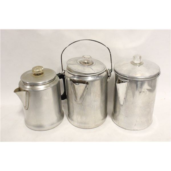 3 VINTAGE COFFEE POTS