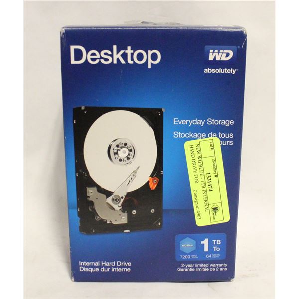 NEW WB BLUE - 1TB INTERNAL HARD DRIVE FOR
