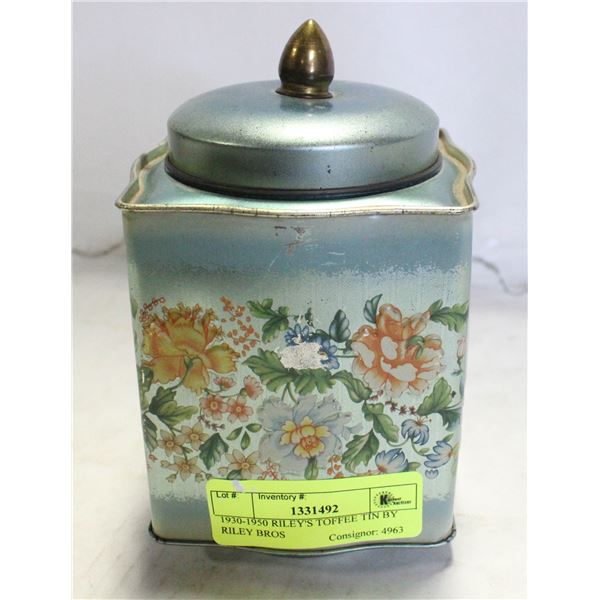 1930-1950 RILEY'S TOFFEE TIN BY RILEY BROS