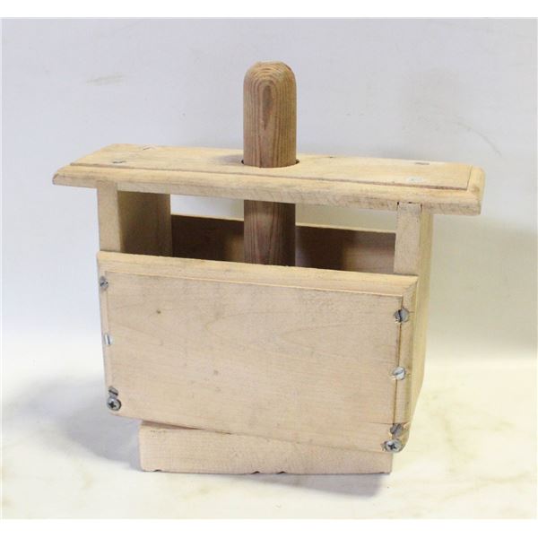 ESTATE VINTAGE WOODEN BUTTER MOLD/PRESS