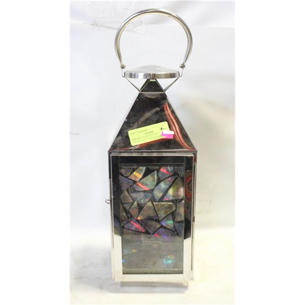 CHROME FINISH HANGING REFLECTIVE CANDLE HOLDER