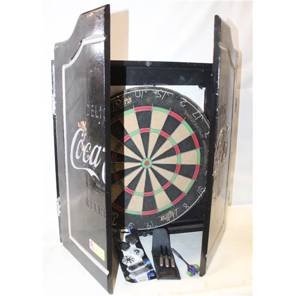 HEAVY DUTY DART BOARD AND COCA COLA WALL