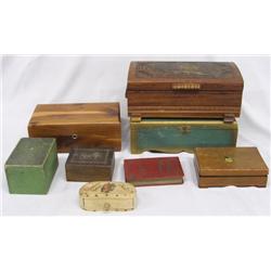 Collection of Eight Vintage Wooden Boxes