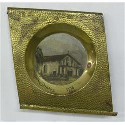 Antique Hand Painted Metal Plaque