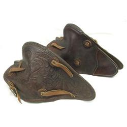 Two Cowboy Floral Tooled Leather Tapaderos