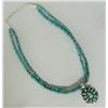 Image 1 : Navajo Turquoise & Sterling Necklace w/Pendant