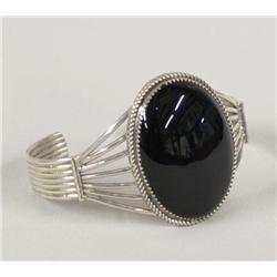 Navajo Silver Jet Bracelet