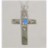 Image 1 : Navajo Silver Turquoise Cross Necklace Hallmarked