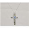 Image 2 : Navajo Silver Turquoise Cross Necklace Hallmarked