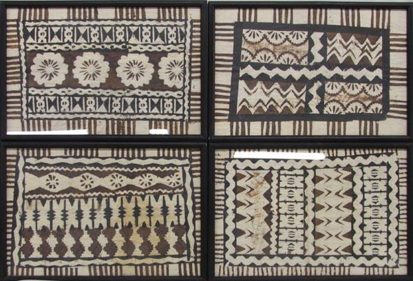 Four Framed Hawaiian Tapa Cloth Art