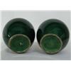 Image 3 : Pair Green Irridescent Enamelware Vases