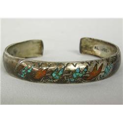 Vintage Navajo Silver Bracelet By Al Joe