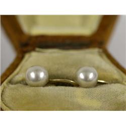 1 Pr 10Kt Gold & Pearl Screw Back Earrings