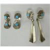 Image 1 : 2 Pr Navajo Sterling Turquoise Pierced Earrings