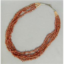 Santo Domingo 5 Strand Red Coral Necklace
