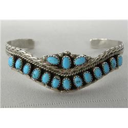 Navajo Sterling Turquoise Bracelet Hallmarked NH