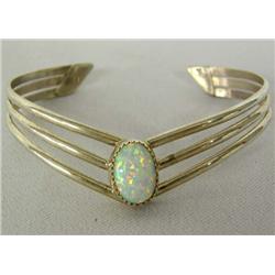 Navajo Silver Opal Bracelet Hallmarked H