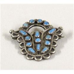 Vintage Zuni Silver Turquoise Pin