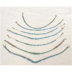 7 Navajo Turquoise Rondell Heishi Chokers