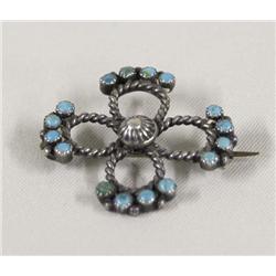 Vintage Zuni Silver Turquoise Pin