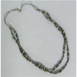 Navajo Silver Turquoise Double Strand Necklace