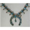 Image 2 : Navajo Silver Turquoise Squash Blossom Necklace
