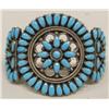 Image 3 : Navajo Silver Turquoise Cluster Bracelet