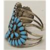 Image 4 : Navajo Silver Turquoise Cluster Bracelet